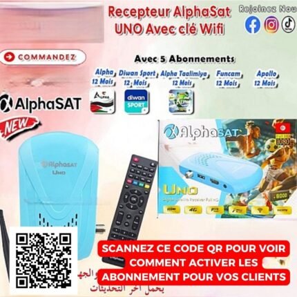 Récepteur Alphasat UNO 7 ABONNEMENT 12 MOIS+ cle