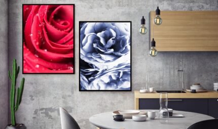 Pack de 2 Tableaux d'art - Fleurs - Bois MDF - 60x40 cm