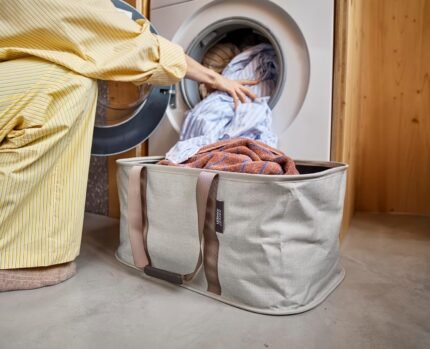 Panier à Linge Pliable 35L, Tissu Résistant