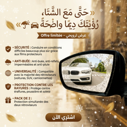 Pack 2 Films de Protection pour Rétroviseur Anti-Pluie et Anti-Buée