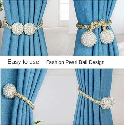 Lot de 2 embrasses et clips magnétiques pour rideaux